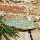 Ceramiczny talerzyk podstawek świąteczny z choinkami - beżowa ceramika