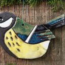 Sikorka ceramiczna szkliwiona - dekoracja na choinkę (11,5 x 6 cm)
