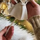Aniołek zawieszka na choinkę boho, lniany ecru, Anioł stróż dla domu na prezent, box 5 sztuk