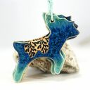 3 ceramiczne renifery choinkowe boho - turkusowe ozdoby świąteczne (zestaw 3 szt.)