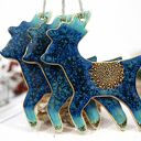 Duży ceramiczny renifer turkusowy - ręcznie malowana ozdoba choinkowa