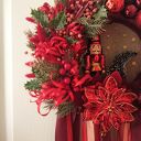 Świąteczny wieniec w czerwieni - czerwony wianek bożonarodzeniowy handmade
