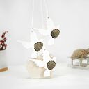 3 duże ceramiczne ptaszki na choinkę - śnieg