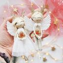 Aniołki świąteczne - zestaw 2 szt. | Makramowe aniołki na święta