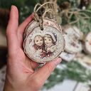 Zimowe plasterki - drewniane dekoracje choinkowe decoupage vintage (zestaw 5 szt.)