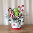 Dekoracja na Boże Narodzenie. Duży stroik świąteczny. LED. Grinch