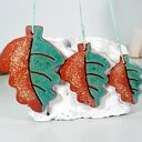 Zimowe liście - ceramiczne ozdoby choinkowe do powieszenia (zestaw 3 szt.)