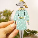 Ręcznie malowane zawieszki na choinkę - para charcików włoskich, unikalne ozdoby świąteczne