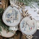 Zimowe plasterki - dekoracje choinkowe z decoupage i bałwankami