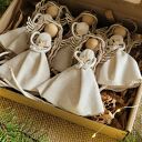Aniołek zawieszka na choinkę boho, lniany ecru, Anioł stróż dla domu na prezent, box 5 sztuk