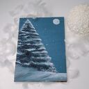 Ręcznie malowany obraz na drewnie, choinka, minimalizm. Prezent, dekoracja