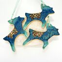 3 ceramiczne renifery choinkowe boho - turkusowe ozdoby świąteczne (zestaw 3 szt.)