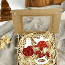 Zestaw zawieszek ceramicznych, zawieszki świąteczne biało czerwone - 3 szt