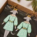 Ręcznie malowane zawieszki na choinkę - para charcików włoskich, unikalne ozdoby świąteczne