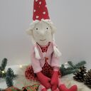 Świąteczna DUŻA Lalka Szmacianka " NOELKA" - Urocza Dziewczynka Elf w stylu