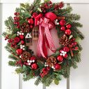 Wianek świąteczny Drewniane domki