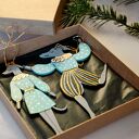 Ręcznie malowane zawieszki na choinkę - para charcików włoskich, unikalne ozdoby świąteczne