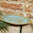 Ceramiczny talerzyk podstawek świąteczny z choinkami - beżowa ceramika