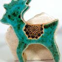 Turkusowy renifer - ceramiczna ozdoba choinkowa ręcznie robiona
