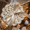 Zestaw świątecznych ozdób handmade na choinkę i pod kubek (ecru)