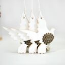 3 duże ceramiczne ptaszki na choinkę - śnieg