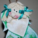 Moja - Anioł z koniczynką i dedykacją, z masy solnej