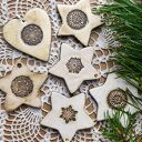 Ceramiczne ozdoby na choinkę - zestaw 6 ręcznie robionych gwiazdek