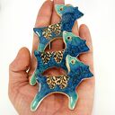 3 ceramiczne renifery choinkowe boho - turkusowe ozdoby świąteczne (zestaw 3 szt.)