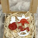 Zestaw zawieszek ceramicznych, zawieszki świąteczne biało czerwone - 3 szt