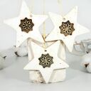 Ręcznie robione ceramiczne gwiazdki na choinkę z mandalą