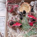 Muchomorki 5 sztuk domki do powieszenia - ręcznie malowane ozdoby świąteczne