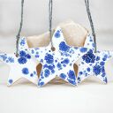 Zestaw 3 ceramicznych gwiazdek na choinkę - białe w niebieskie wzory