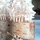 Szopka na brzozie z lampionem LED tealight - bożonarodzeniowa dekoracja
