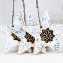 Ceramiczne gwiazdki choinkowe - śnieg (zestaw 3 szt.)