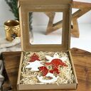 Zestaw zawieszek ceramicznych, zawieszki świąteczne biało czerwone - 3 el