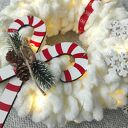Wianek bożonarodzeniowy na ścianę w kolorze ecru z oświetleniem LED, ok. 29 cm