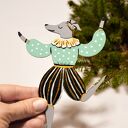 Ręcznie malowane zawieszki na choinkę - para charcików włoskich, unikalne ozdoby świąteczne