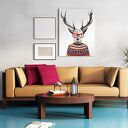 Obraz drukowany na płótnie - Jeleń w czerwonych okularach i świątecznym swetrze 60x80 cm