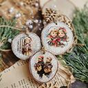 Zimowe plasterki - zestaw 5 ręcznie robionych ozdób choinkowych decoupage