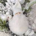 Choinka z szyszek biała, z makoszkami. Dekoracja na Boże Narodzenie LED