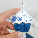 Ceramiczny zestaw choinkowych zawieszek piernikowy ludzik, ciasto i lód