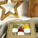 Ręcznie robione ceramiczne zawieszki na choinkę - 3 kolorowe skrzaty