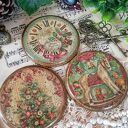 Świąteczne podkładki decoupage shabby chic i vintage - komplet 3 sztuki