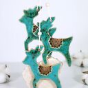 Turkusowy renifer - ceramiczna ozdoba choinkowa ręcznie robiona