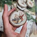 Zimowe plasterki - dekoracje choinkowe decoupage vintage (zestaw 5 szt.)