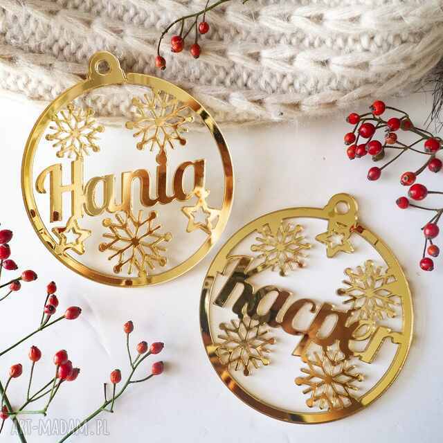 Zestaw - złote bombki z imieniem