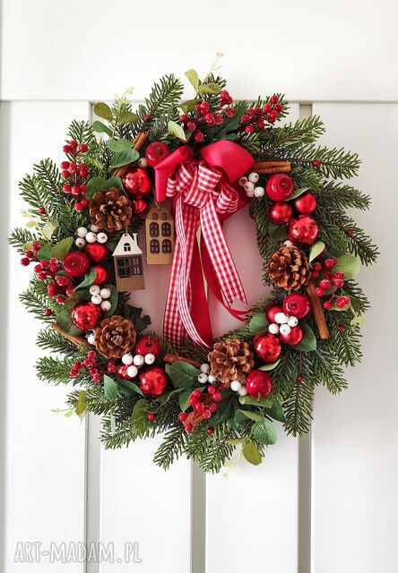Wianek świąteczny Drewniane domki