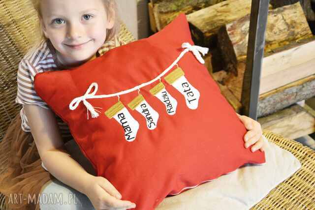 Personalizowana Poduszka Świąteczna z motywem skarpet