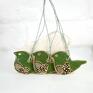 prezenty na święta 3 Ceramiczne - butelkowa zieleń - ozdoby choinkowe ptaszki dekoracje