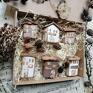 Drewniane małe domki do powieszenia, ręcznie malowane w całości handmade